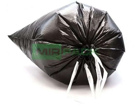 Пакеты для мусора 35 литров с завязками, 15 мкм, ПНД, в рулоне 15 штук, черные, 50х60 см - Вид 4