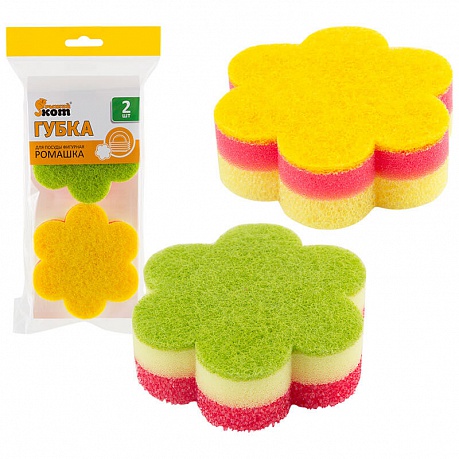 Фигурная губка Рыжий кот РОМАШКА 2шт - Вид 1