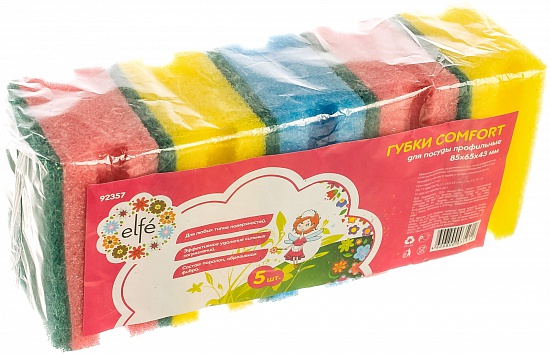 Губки для посуды Elfe Comfort профильные, 5 шт. - Вид 1